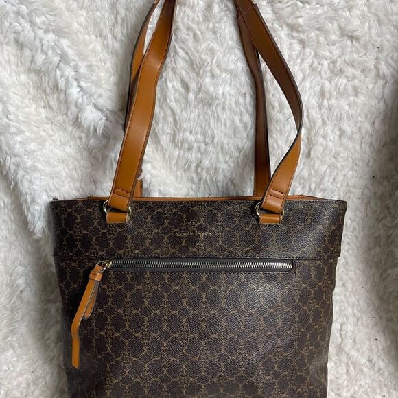 Nanette Lepore synthetic Brown and tan logo shoulder bag  gold tone hardwares. - Picture 6 of 15